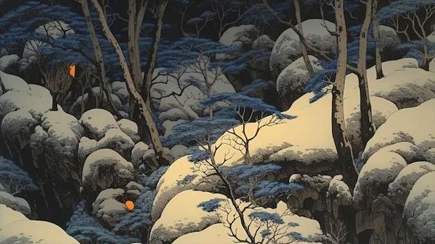 Malowanie fantastycznego zaśnieżonego lasu