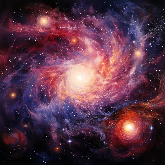 Zdjęcie malowanie galaktyki ze spiralną galaktyką podobną do struktury generatywnej ai