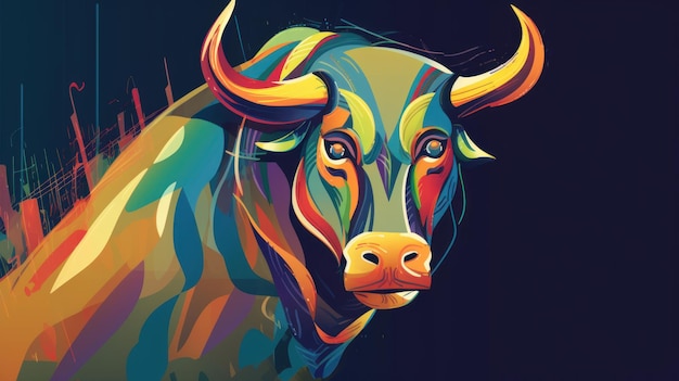 Malowanie generatywnej sztucznej inteligencji ilustracji Bull Market