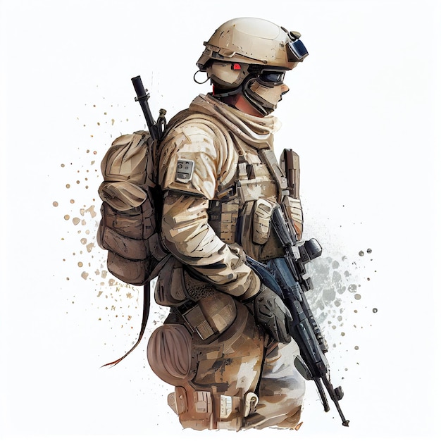 Malowanie koncepcji współczesnego żołnierza wykonane za pomocą generatywnej sztucznej inteligencji