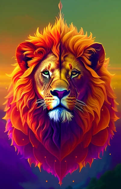 Malowanie lwa na widok z bliska