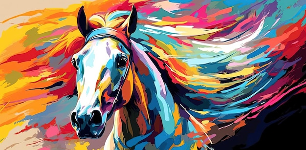 malowanie na koniu przez fana wyścigów w stylu żywych gradientów kolorów