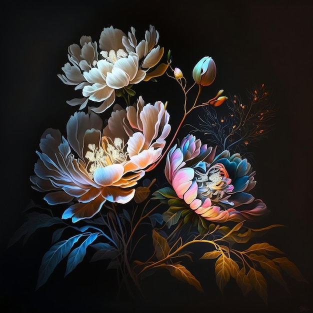 malowanie pastelowych podświetlanych kwiatów Sztuczna Inteligencja