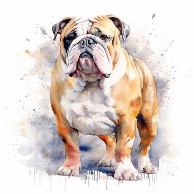 Malowanie psa buldoga z generatywnym ai białym tłem