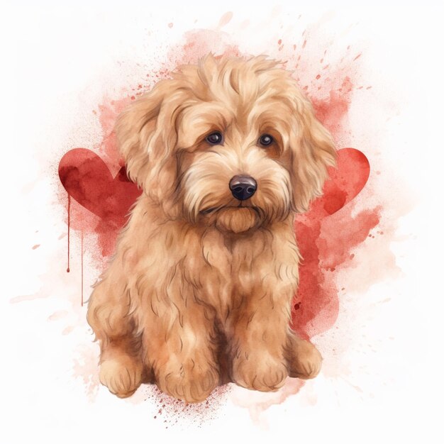 Zdjęcie malowanie psa z sercem na tle generatywne ai