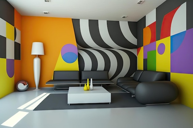 Malowanie ścian odważnymi kolorami i wzorami w celu uzyskania nowoczesnego, stylowego wyglądu