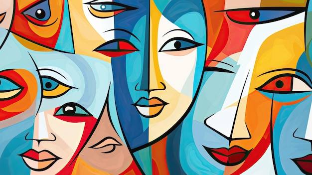 Malowanie twarzy kobiet w różnych kolorach.