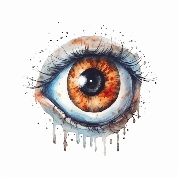 malowanie zbliżenia ludzkiego oka za pomocą kapiącej farby generatywnej AI