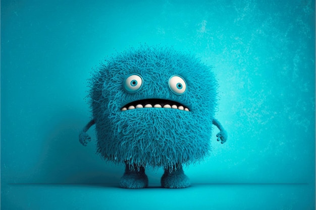 Zdjęcie malowany lateksowy potwór na niebieskim tle ładny zabawny potwór generatywny ai