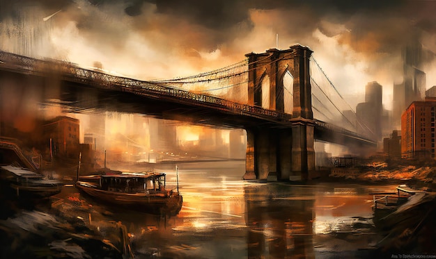 Malowany Obraz Mostu Brooklińskiego