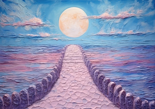 Malowidło przedstawiające ścieżkę prowadzącą na księżyc