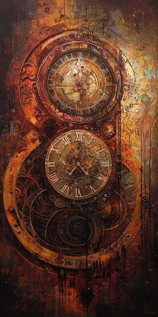 Malowidło przedstawiające tarczę zegara z godziną 12:30
