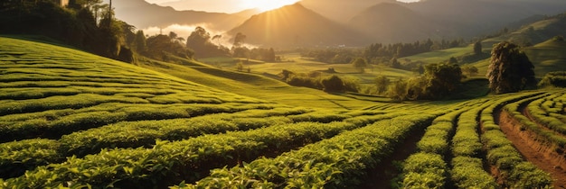 Malownicza plantacja herbaty rano