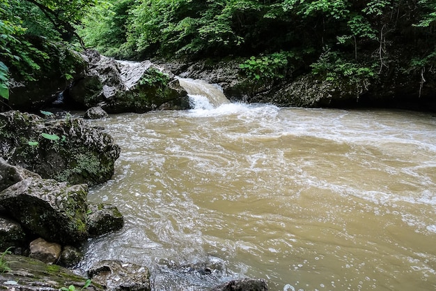 Malownicza rzeka na terytorium Krasnodaru w pobliżu Mezmai 2021