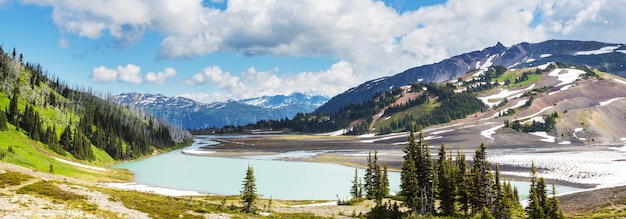 Malowniczy Widok Na Góry W Kanadyjskich Górach Skalistych W Sezonie Letnim