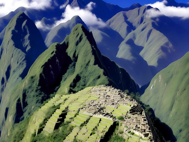 Malowniczy widok na tarasy Machu Picchu