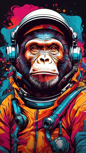 Zdjęcie małpa astronauta zwierzęta generatywne ai naukowcy naukowcy obcy naczelnik hełm przyszłość