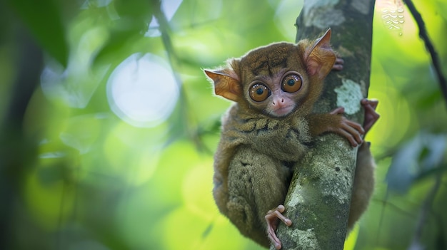 Małpa Tarsius Syrichta w naturalnym środowisku dżungli Generative Ai