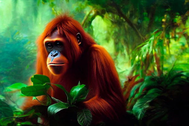 Małpa w dżungli ilustracja do reklam kreskówek gry w mediach drukowanych ilustracja