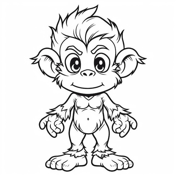 małpa z kreskówek z dużymi oczami i dużym nosem generatywny ai