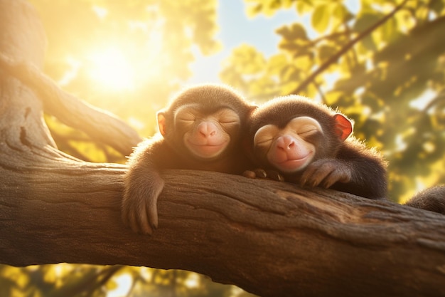 Zdjęcie małpy z wyrazami zadowolenia lub relaksu