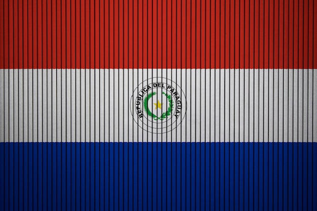 Malująca flaga państowowa Paraguay na betonowej ścianie