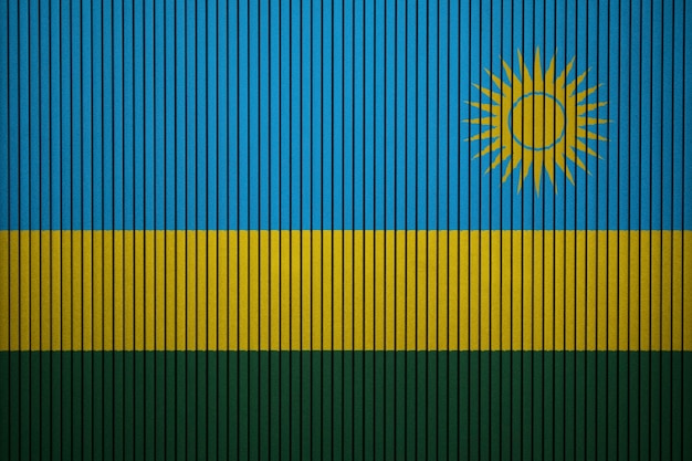 Malująca Flaga Państowowa Rwanda Na Betonowej ścianie