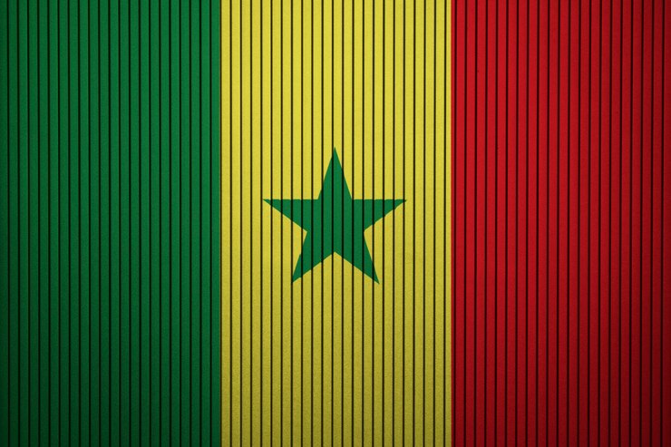 Zdjęcie malująca flaga państowowa senegal na betonowej ścianie
