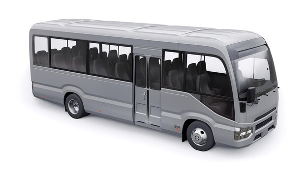 Mały Autobus Miejski I Podmiejski Do Podróży Samochód Z Pustym Nadwoziem Do Projektowania I Reklamy 3d Ilustracji