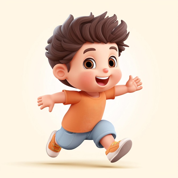 Mały chłopiec biegnie do szkoły ilustracji renderowania 3D