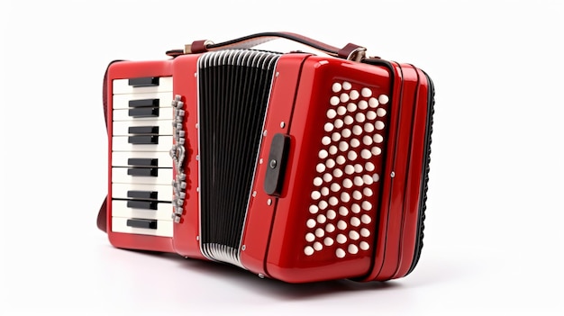 Mały czerwony instrument muzyczny harmonijka akordeonowa