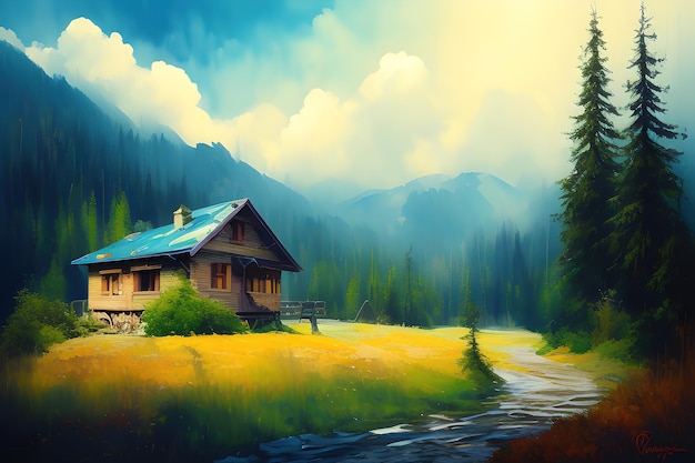 Mały dom w górach