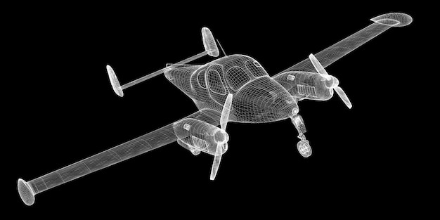Mały samolot Piper, modelowa konstrukcja ciała, model drutu