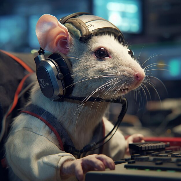 Zdjęcie mały szczur żyjący w pomieszczeniach