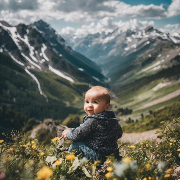 Zdjęcie mały trekker: alpejska przygoda dla niemowląt
