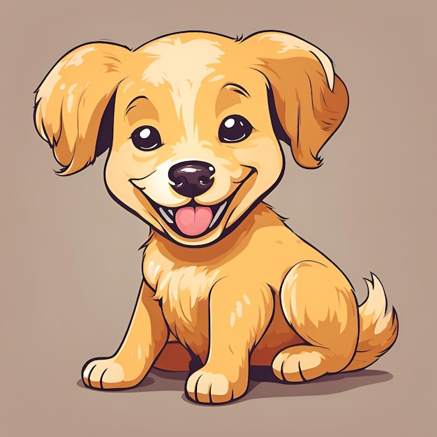Mały uśmiechnięty pies z kreskówki