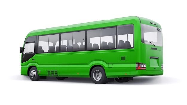 Mały zielony autobus do jazdy miejskiej i podmiejskiej Samochód z pustym nadwoziem do projektowania i reklamy 3d ilustracji