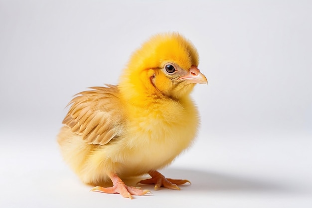 Mały żółty kurczak na białym tle