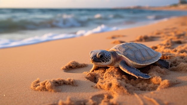 mały żółw na plaży