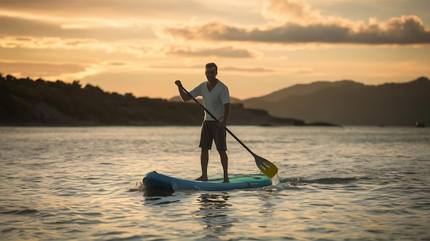 Zdjęcie man riding sup