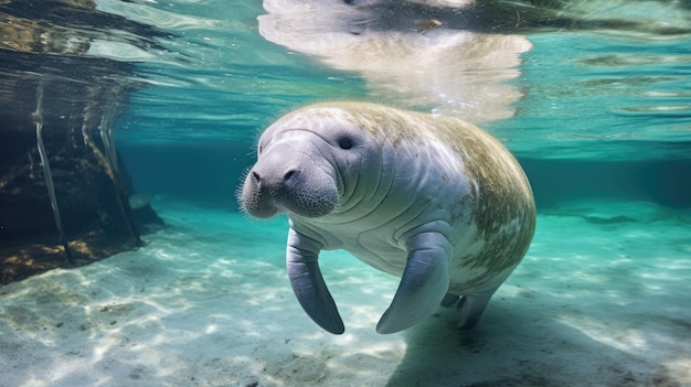 Manatee z Florydy w czystych wodach