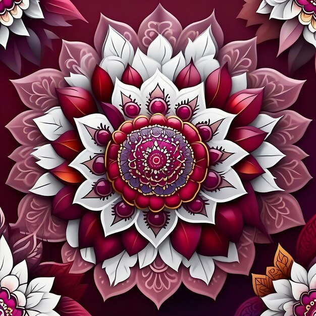 Zdjęcie mandala art abstrakcyjny ornament ilustracja projekt dekoracja z białym tłem generatywny ai