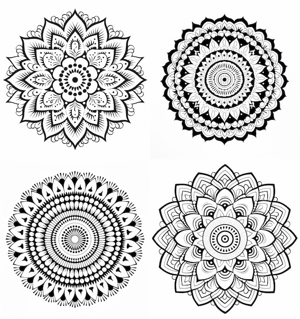 Zdjęcie mandala art mandala kolorowanka czarno-biała okrągła mandala w