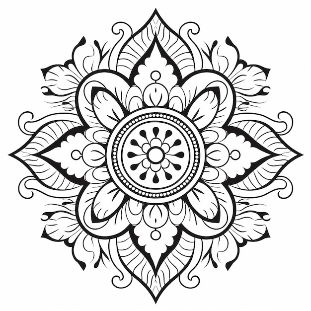 Mandala Art Skomplikowany projekt Mehndi do kolorowania w stylu