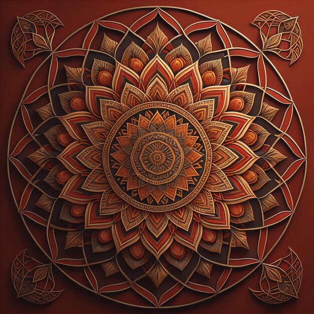 Mandala wzór Vintage elementy dekoracyjne Ręcznie narysowane orientalne tło ai generatywne