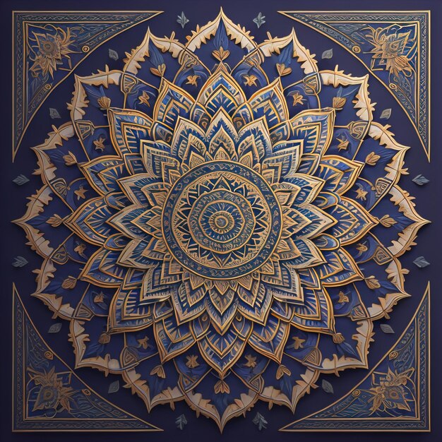 Mandala wzór Vintage elementy dekoracyjne Ręcznie narysowane orientalne tło ai generatywne