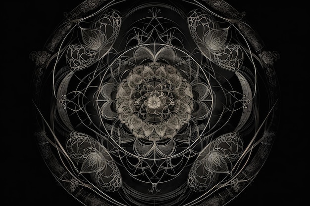 Mandala z płynnymi liniami reprezentującymi cykl życia