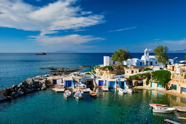 Mandrakia wioska w Milos wyspie, Grecja
