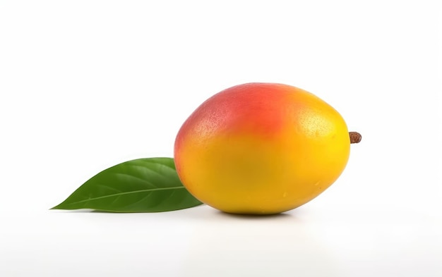 Mango z bliska izolowane na białym tle organiczne naturalne egzotyczne owoce ai generowane