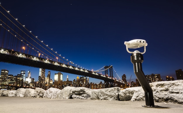 Manhattan Bridge At Night